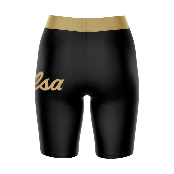 Tulsa Hurricanes Vive La Fete Game Day Logo on Thigh and Waistband Black and Red Women Bike Short 9 Inseam" - Vive La Fête - Online Apparel Store