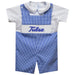 Tulsa Golden Hurricane Wave Smocked Royal Gingham Jon Jon And Short Sleeve White Shirt