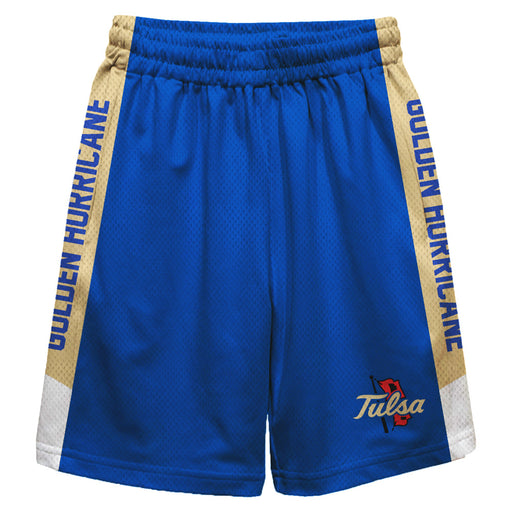 Tulsa Golden Hurricane Vive La Fete Game Day Blue Stripes Boys Solid Gold Athletic Mesh Short