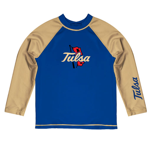 Tulsa Hurricane Vive La Fete Logo Blue Gold Long Sleeve Raglan Rashguard