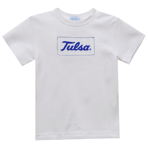 Tulsa Hurricanes Smocked White Knit Short Sleeve Boys Tee Shirt