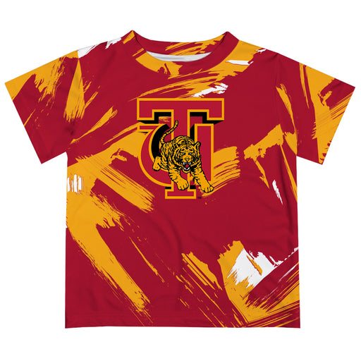 Tuskegee University Golden Tigers Vive La Fete Boys Game Day Crimson Short Sleeve Tee Paint Brush
