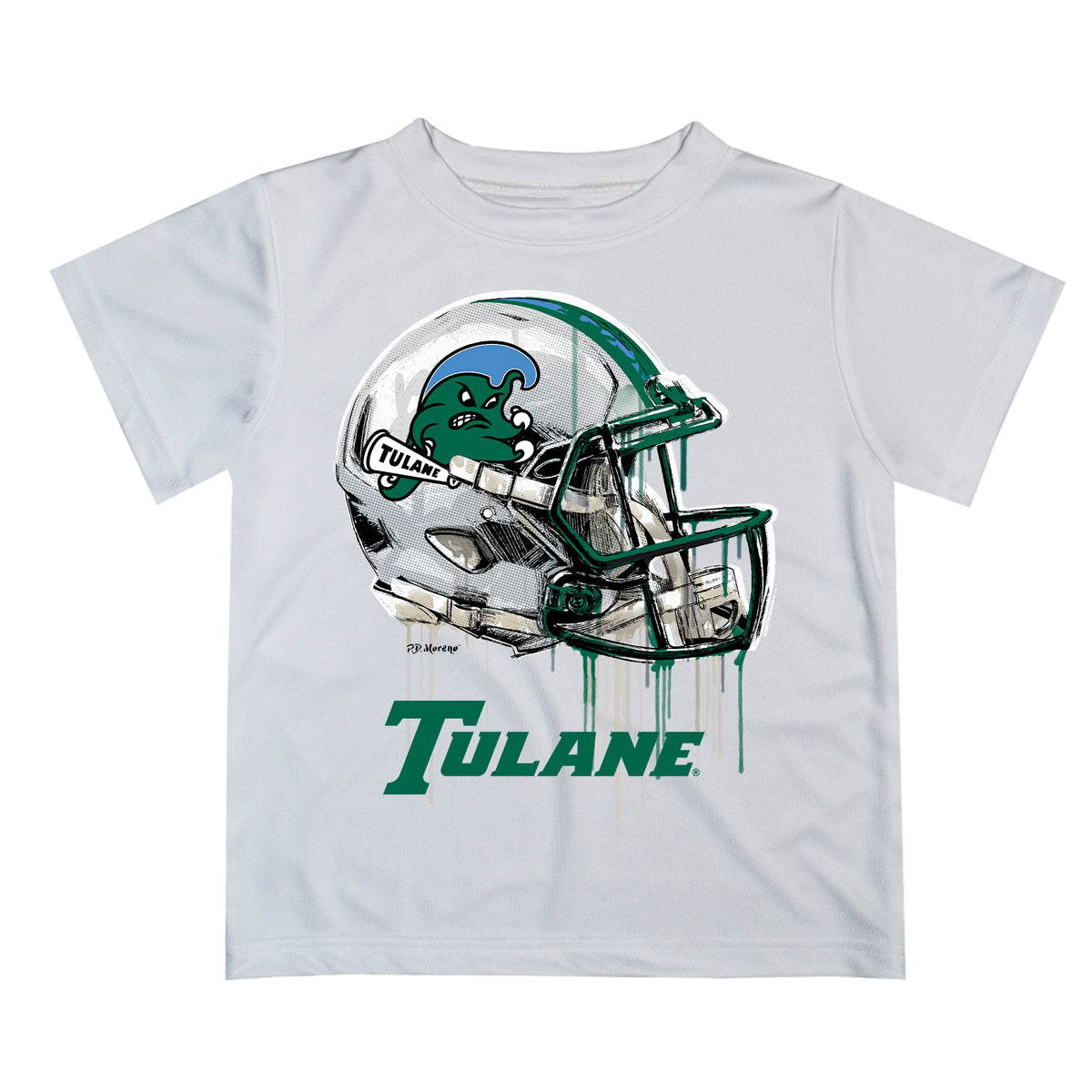 Tulane Green Wave Original Dripping Football Helmet White T-Shirt by V ...