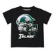 Tulane Green Wave Original Dripping Football Helmet Black T-Shirt by Vive La Fete