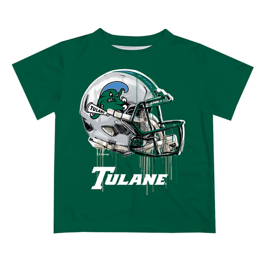 Tulane Green Wave Original Dripping Football Helmet Green T-Shirt by Vive La Fete