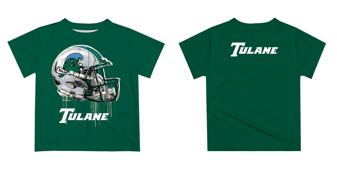 Tulane Green Wave Original Dripping Football Helmet Green T-Shirt by Vive La Fete - Vive La Fête - Online Apparel Store