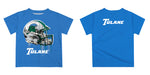 Tulane Green Wave Original Dripping Football Helmet Light Blue T-Shirt by Vive La Fete - Vive La Fête - Online Apparel Store