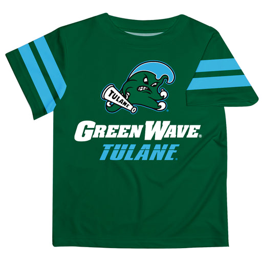 Tulane Green Wave Vive La Fete Boys Game Day Green Short Sleeve Tee with Stripes on Sleeves - Vive La Fête - Online Apparel Store
