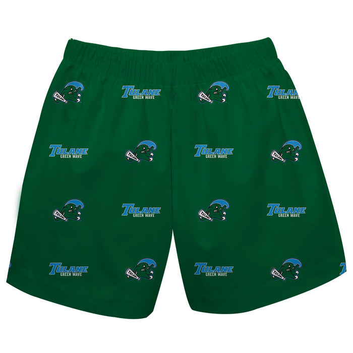 Tulane Green Wave Vive La Fete Boys Game Day All Over Logo Elastic Waist Classic Play Green Pull On Short - Vive La Fête - Online Apparel Store