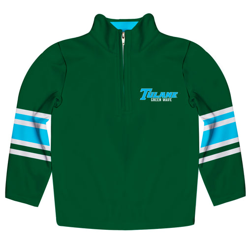 Tulane Green Wave Vive La Fete Game Day Green Quarter Zip Pullover Stripes on Sleeves - Vive La Fête - Online Apparel Store