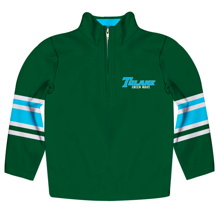 Tulane Green Wave Vive La Fete Game Day Green Quarter Zip Pullover Stripes on Sleeves - Vive La Fête - Online Apparel Store