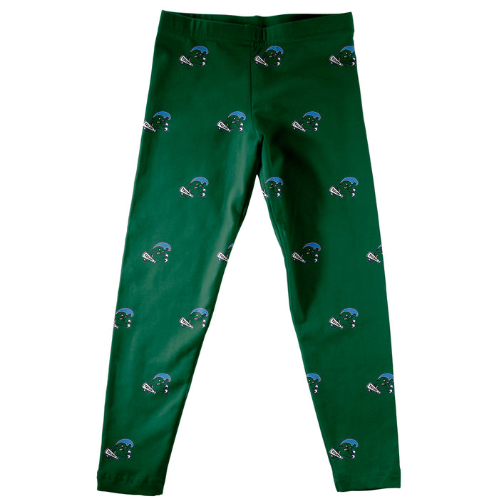 Tulane Green Wave Vive La Fete Girls Game Day All Over Logo Elastic Waist Classic Play Green Leggings Tights - Vive La Fête - Online Apparel Store