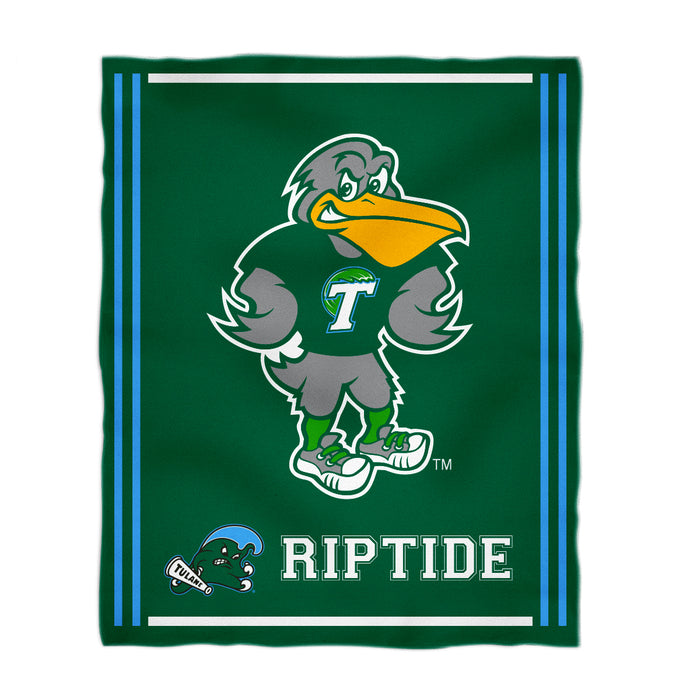 Tulane Green Wave Vive La Fete Kids Game Day Green Plush Soft Minky Blanket 36 x 48 Mascot
