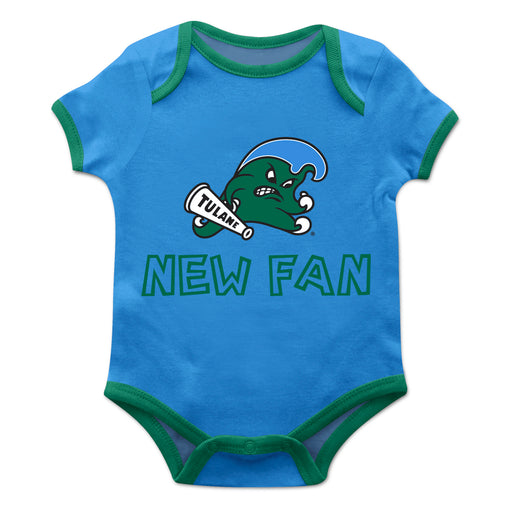 Tulane Green Wave Vive La Fete Infant Game Day Blue Short Sleeve Onesie New Fan Logo and Mascot Bodysuit