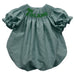 Tulane Green Wave Smocked Hunter Green Gingham Short Sleeve Girls Bubble