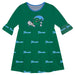 Tulane Green Wave Vive La Fete Girls Game Day 3/4 Sleeve Solid Green All Over Logo on Skirt