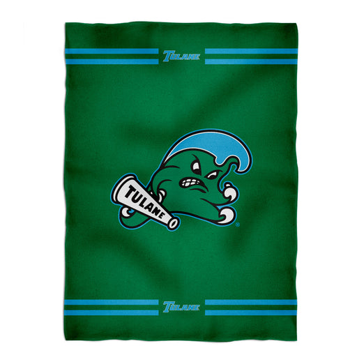 Tulane Green Wave Vive La Fete Game Day Warm Lightweight Fleece Green Throw Blanket 40 X 58 Logo and Stripes