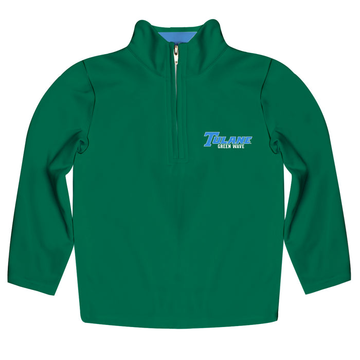 Tulane Green Wave Vive La Fete Game Day Solid Green Quarter Zip Pullover Sleeves
