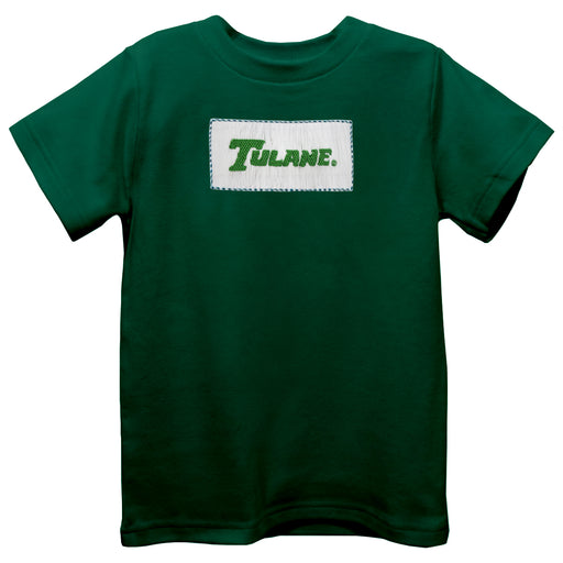 Tulane Green Wave  Smocked Hunter Green  Knit Short Sleeve Boys Tee Shirt