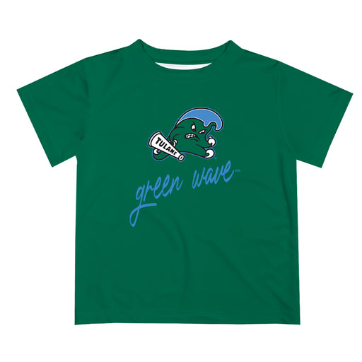 Tulane Green Wave Vive La Fete Script V1 Green Short Sleeve Tee Shirt