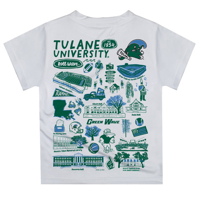 Tulane Green Wave Hand Sketched Vive La Fete Impressions Artwork Boys Green Short Sleeve Tee Shirt - Vive La Fête - Online Apparel Store