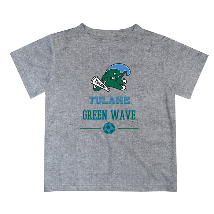 Tulane Green Wave Vive La Fete Soccer V1 Heather Gray Short Sleeve Tee Shirt