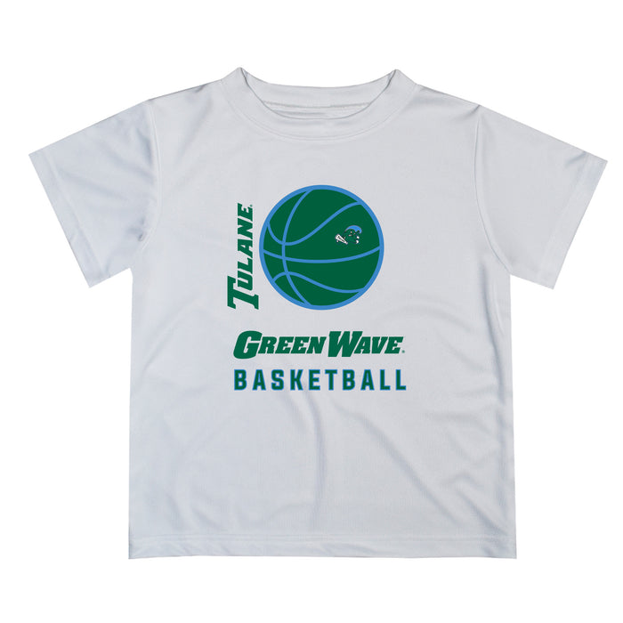 Tulane Green Wave Vive La Fete Basketball V1 White Short Sleeve Tee Shirt