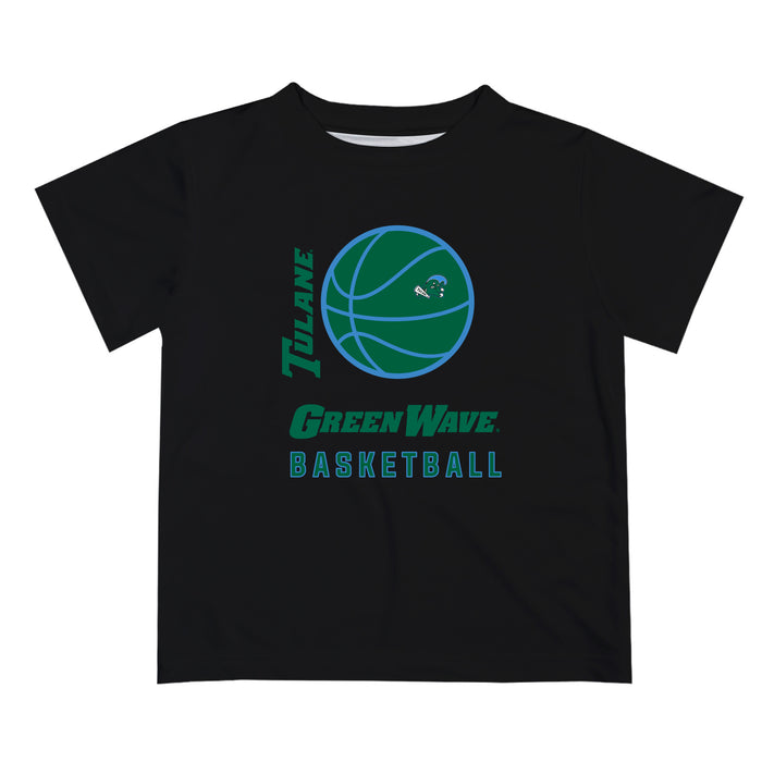Tulane Green Wave Vive La Fete Basketball V1 Black Short Sleeve Tee Shirt