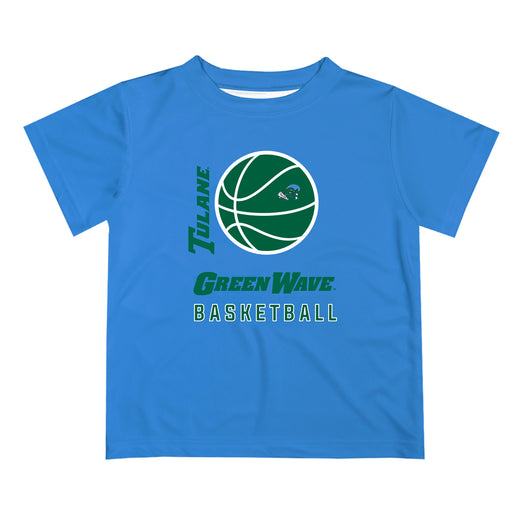 Tulane Green Wave Vive La Fete Basketball V1 Blue Short Sleeve Tee Shirt