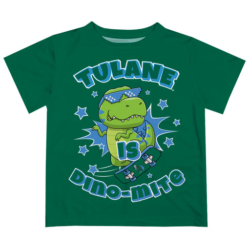 Tulane Green Wave Vive La Fete Dino-Mite Boys Game Day Green Short Sleeve Tee