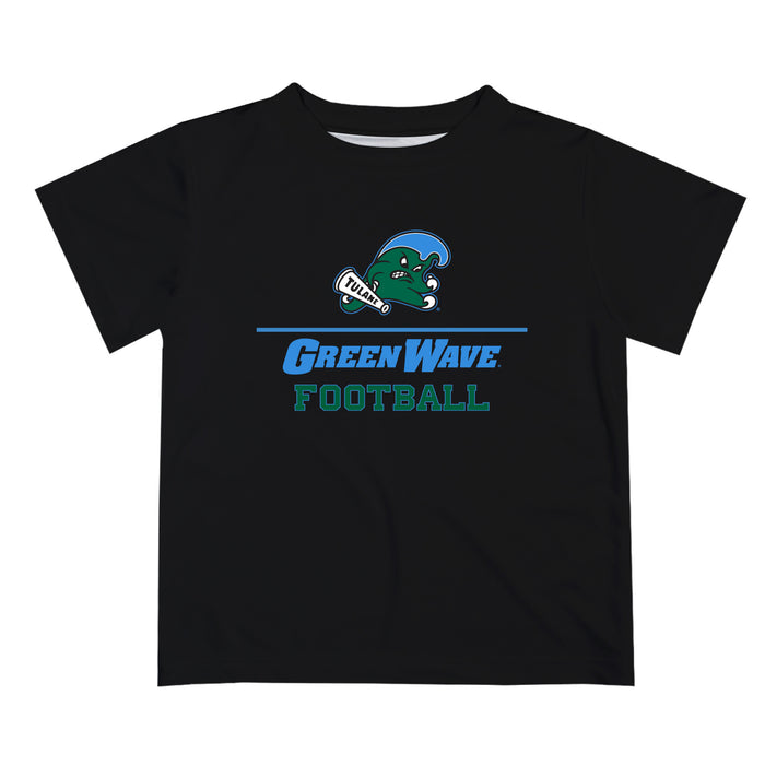 Tulane Green Wave Vive La Fete Football V1 Black Short Sleeve Tee Shirt