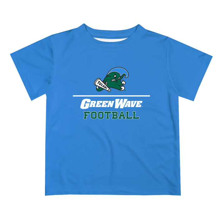 Tulane Green Wave Vive La Fete Football V1 Blue Short Sleeve Tee Shirt