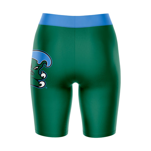 Tulane Green Wave Vive La Fete Game Day Logo on Thigh and Waistband Green and Blue Women Bike Short 9 Inseam - Vive La Fête - Online Apparel Store