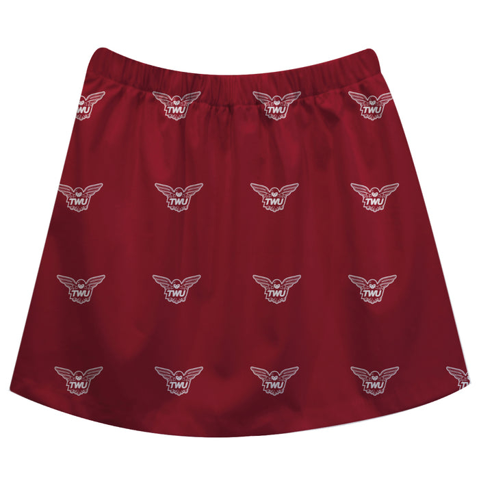 Texas Woman University Pioneers Skirt Maroon All Over Logo - Vive La Fête - Online Apparel Store