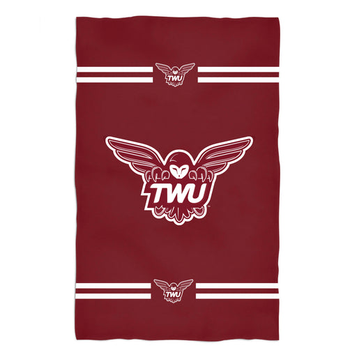 Texas Woman University Pioneers Game Day Absorvent Premium Maroon Beach Bath Towel 51 x 32" Logo and Stripes" - Vive La Fête - Online Apparel Store
