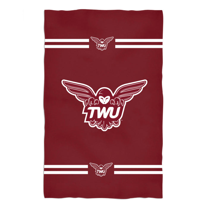 Texas Woman University Pioneers Game Day Absorvent Premium Maroon Beach Bath Towel 51 x 32" Logo and Stripes" - Vive La Fête - Online Apparel Store