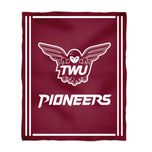 Texas Woman University Pioneers Vive La Fete Kids Game Day Maroon Plush Soft Minky Blanket 36 x 48 Mascot