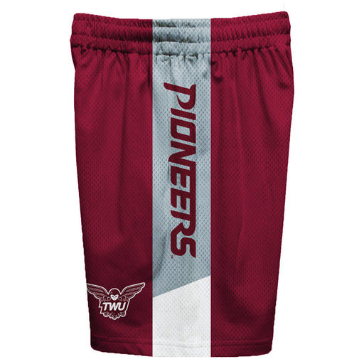 Texas Womans Pioneers Vive La Fete Game Day Maroon Stripes Boys Solid Gray Athletic Mesh Short - Vive La Fête - Online Apparel Store
