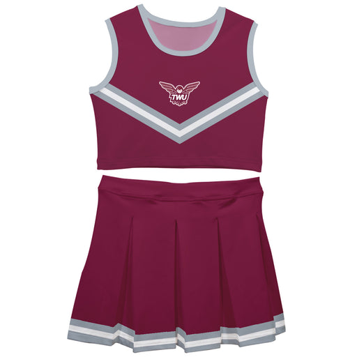 Texas Womans Pioneers Vive La Fete Game Day Maroon Sleeveless Cheerleader Set