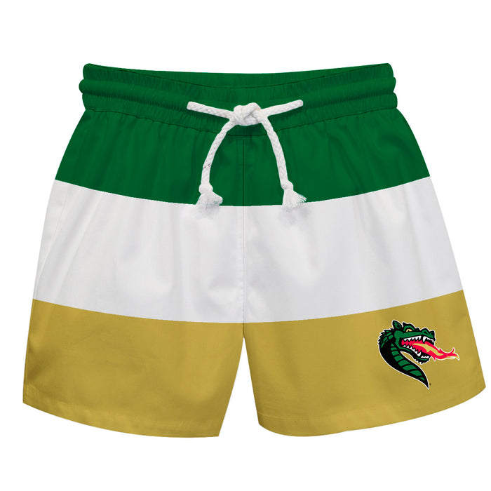 UAB Blazers Blazers Vive La Fete Green White Gold Stripes Swimtrunks V1