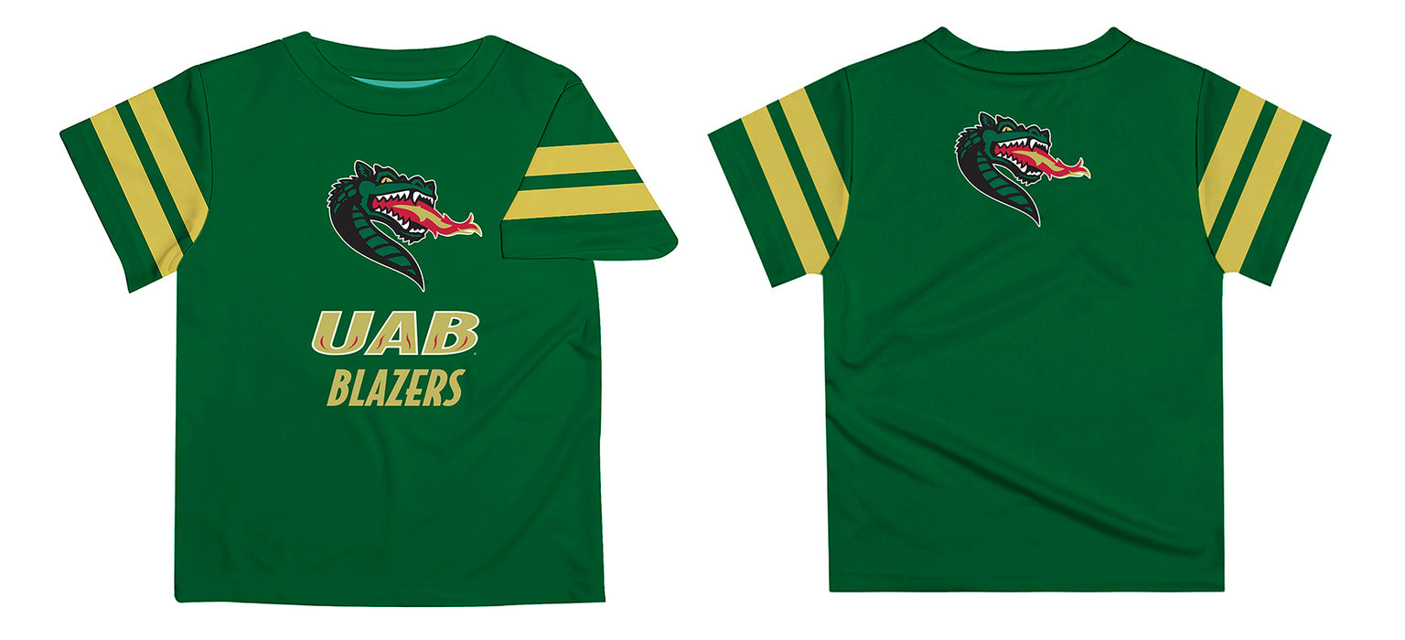 Alabama at Birmingham Blazers Vive La Fete Boys Game Day Green Short Sleeve Tee with Stripes on Sleeves - Vive La Fête - Online Apparel Store