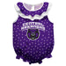 Central Arkansas Bears UCA Swirls Purple Sleeveless Ruffle Onesie Logo Bodysuit