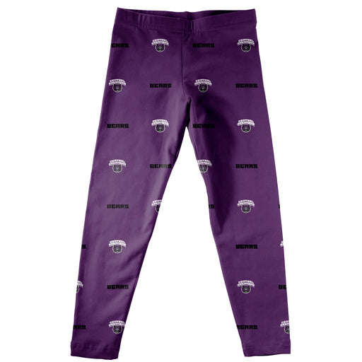 University of Central Arkansas Bears UCA Girls Game Day All Over Logo Elastic Waist Classic Play Purple Leggings Tights - Vive La Fête - Online Apparel Store
