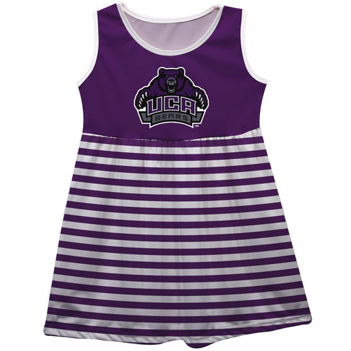 Central Arkansas Bears UCAA Vive La Fete Girls Game Day Sleeveless Tank Dress Solid Purple Logo Stripes on Skirt - Vive La Fête - Online Apparel Store