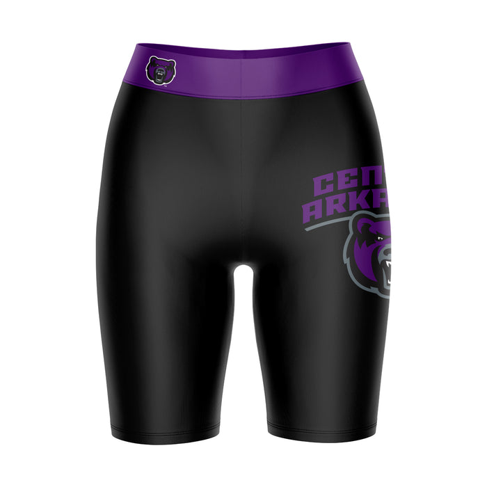 Central Arkansas Bears UCA Vive La Fete Game Day Logo on Thigh and Waistband Black and Purple Women Bike Short 9 Inseam"