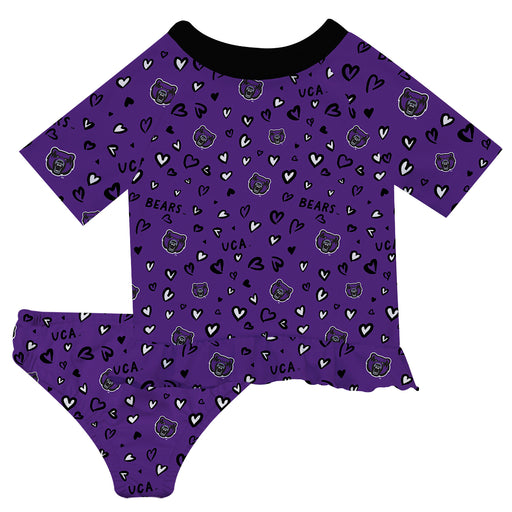 University of Central Arkansas Bears UCA Vive La Fete All Over Logo Purple Long Sleeve Bikini Set