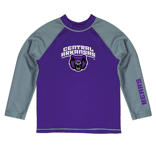 Central Arkansas Bears UCA Vive La Fete Logo Purple Gray Long Sleeve Raglan Rashguard
