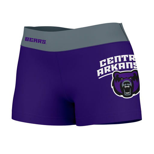 Central Arkansas Bears Vive La Fete Logo on Thigh & Waistband Purple Gray Women Yoga Booty Workout Shorts 3.75 Inseam"