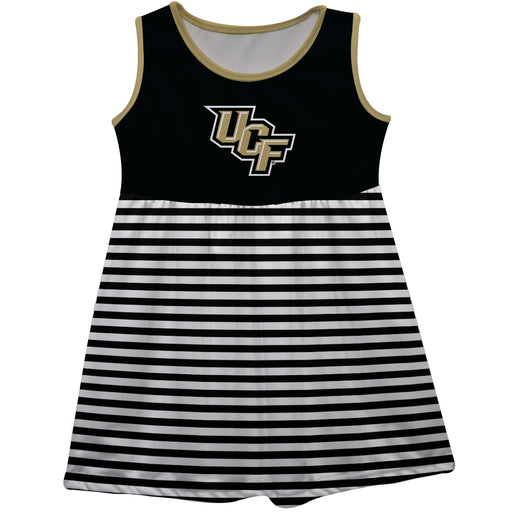 UCF Knights Black and White Sleeveless Tank Dress with Stripes on Skirt by Vive La Fete