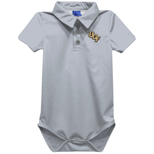 UCF Knights Embroidered Gray Solid Knit Polo Onesie